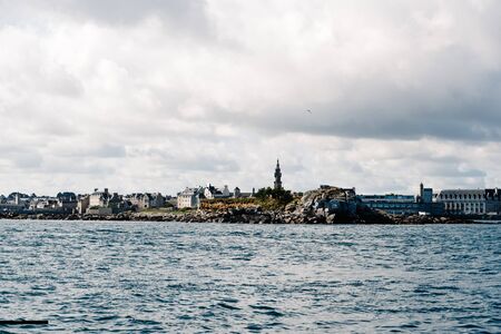 Seafront of Roscoff from the sea, Brittanyの写真素材
