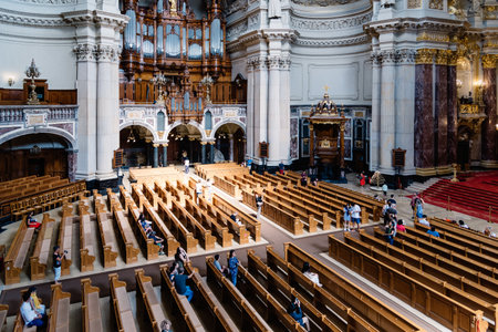 Interior view of the dome of the Cathedral of Berlinのeditorial素材