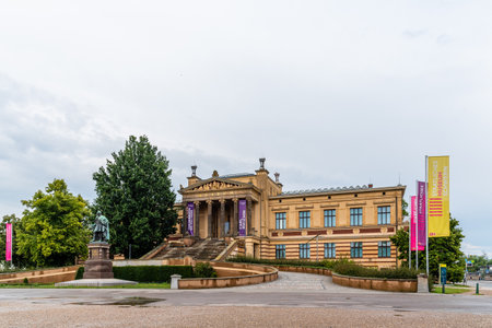 Staatliches Museum of Schwerin a cloudy day of summer, Germanyのeditorial素材