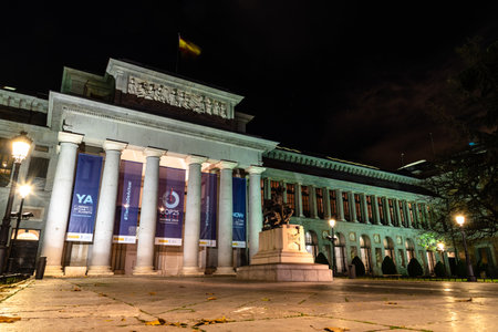 Museo del Prado in Madrid. Night viewのeditorial素材