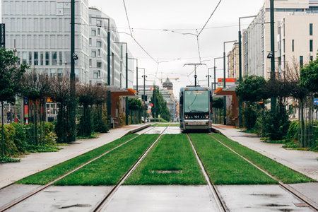 Tramway at Barcode Project area in Oslo, Norway. A redevelopment on former dock and industrial landのeditorial素材