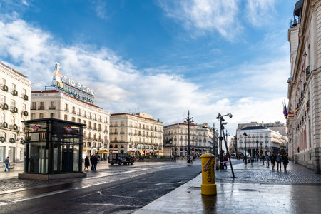 Scenic view of famous Puerta del Sol square in Madridのeditorial素材