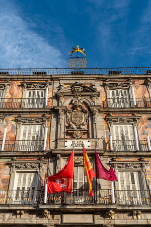 Scenic view of Plaza Mayor Square in historic centre of Madridのeditorial素材
