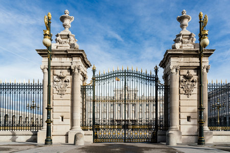 Main gate to Square of Armeria in Royal Palace of Madridのeditorial素材