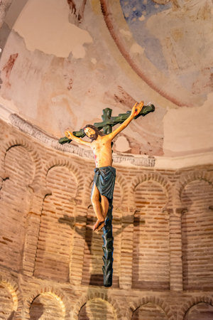 Interior view of the Mosque of Cristo de la Luz in Toledo, Spainのeditorial素材