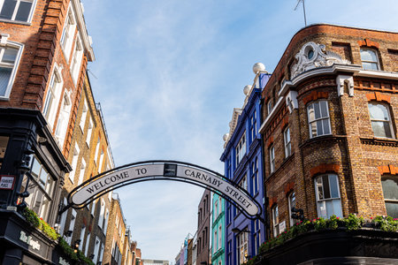 View of Carnaby Street. It is a pedestrianised shopping street in Soho in Londonのeditorial素材