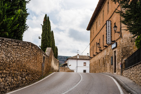 Picturesque street in the medieval town of Pastrana, Guadalajaraのeditorial素材
