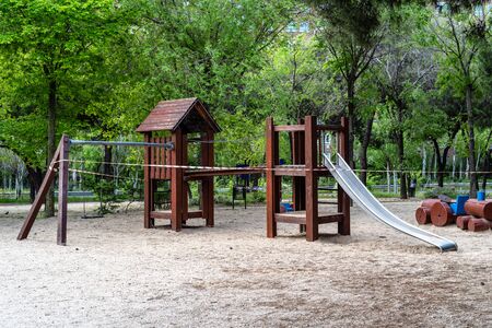 Closed playground. Prevention of coronavirus COVID-19, SARS-CoV-2.の写真素材