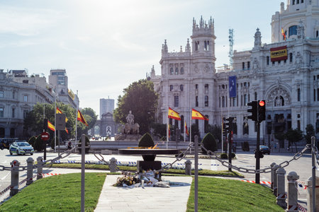 Eternal flame memorial monument to the victims of coronavirus in Madridのeditorial素材