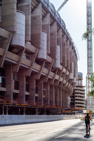 Renovation work at Santiago Bernabeu Stadium. It is the headquarters of the Real Madrid football club.のeditorial素材