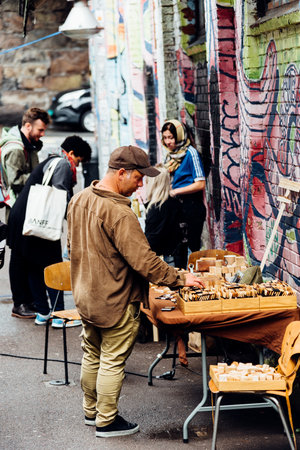 Street scene in Ingens Gate area in Grunerlokka in Osloのeditorial素材