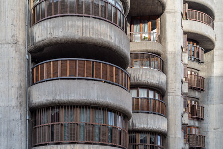 Torres Blancas Building. Iconic concrete residential skyscraper in Madridのeditorial素材