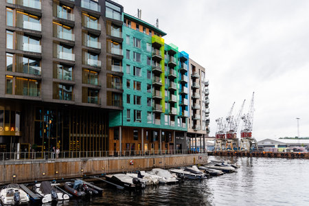 New residential luxury buildings in Aker Brygge area in Osloのeditorial素材