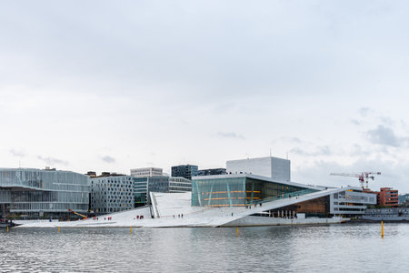Exterior view of Opera house in Osloのeditorial素材