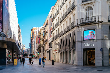 View of Preciados Street, a commercial street in Madridのeditorial素材
