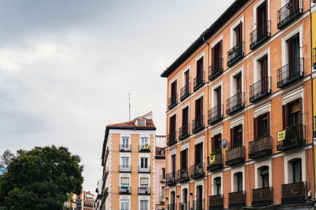 Picturesque view of Plaza del Humilladero in central Madrid