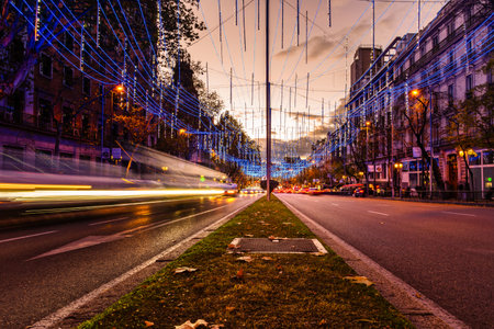Alcala Street in Madrid illuminated at Christmasのeditorial素材