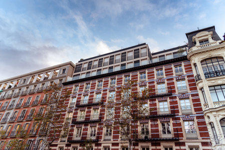 Cityscape with luxury residential apartment buildings in Madrid