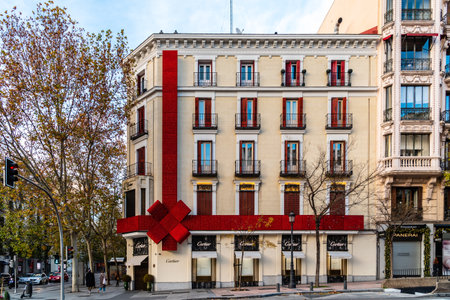 Cartier luxury jewelry store decorated for Christmas in Madridのeditorial素材
