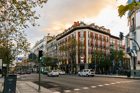 Scenic view of Serrano Street in Madridのeditorial素材