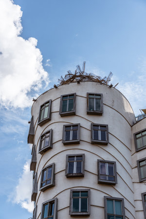 Futuristic architecture in Prague. Dancing House buildingのeditorial素材
