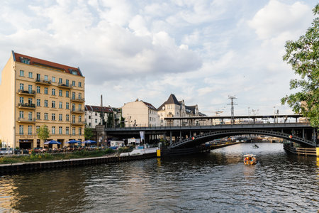 Cityscape of Berlin from Spree River at summerのeditorial素材