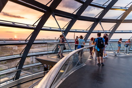 Interior view of the helicoidal ramp in the Reichstag building in Berlinのeditorial素材