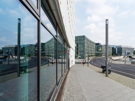 Modern office buildings in government district in Berlin Mitte against sky
