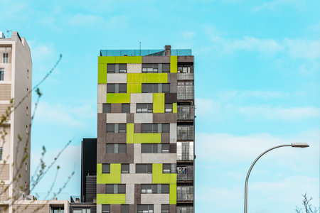 Social housing in Madrid. Low angle viewのeditorial素材