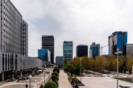 AZCA financial district with office buildings in Madridのeditorial素材