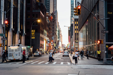 Street Scene in New York City at duskのeditorial素材