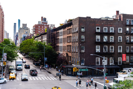 High Angle View of 10th Avenue at Chelsea in New York Cityのeditorial素材