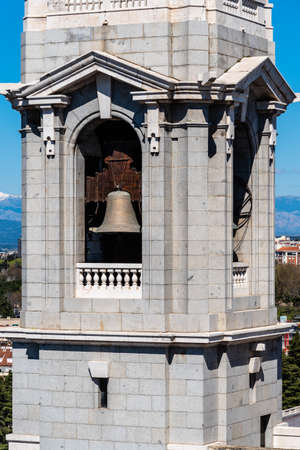 Close-up of the bell in the belfry of the Cathedral of Madrid, Spainの写真素材
