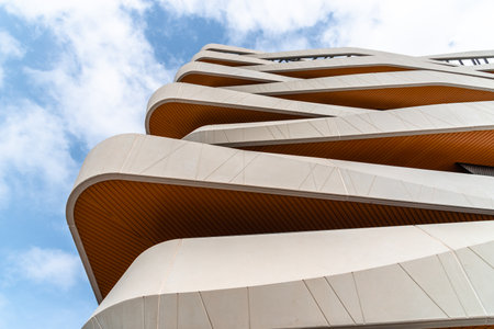 Modern luxury housing in Madrid with concrete terraces