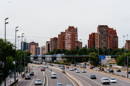 Entrance to the city of Madrid from the N-1 highwayのeditorial素材