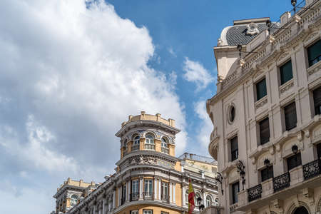 Historic residential buildings in Gran Via Avenue in Madridの写真素材