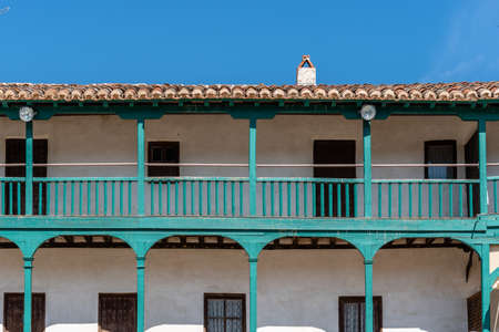 Plaza Mayor of Chinchon in Madrid, Spainの写真素材