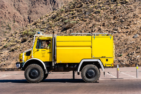 Emergency Yellow Truck in the Teide National Park