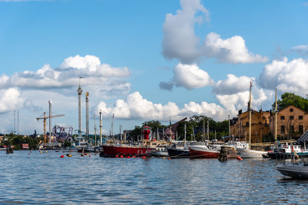 Waterfront of the island of Skeppsholmen in Stockholmのeditorial素材