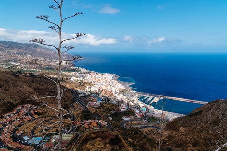 Aerial View of the City of Santa Cruz de La Palma and the Portのeditorial素材