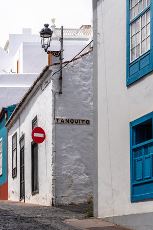 Traditional colonial architecture of Canary islands in La Canela quarter of Santa Cruz de La Palmaのeditorial素材