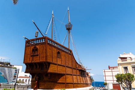 Replica of Santa Maria caravel in the Naval Museum of Santa Cruz de la Palmaのeditorial素材