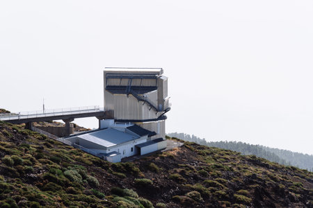 Roque De Los Muchachos Astronomical Observatory, La Palma. Nazionale Galileo Telescopeのeditorial素材