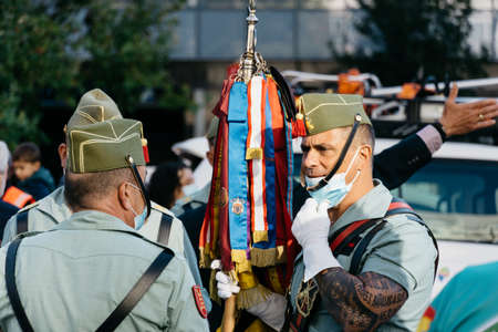 Legionarios soldiers during Spanish National Day Army Parade in Madrid.