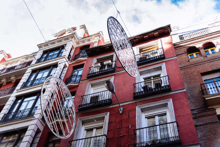 Low Angle View of Old Residential Building in Central Madridの写真素材