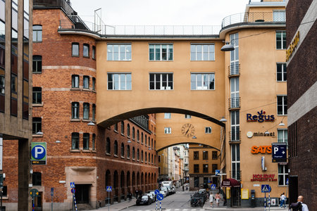 Cityscape of street in Norrmalm district in Stockholmのeditorial素材
