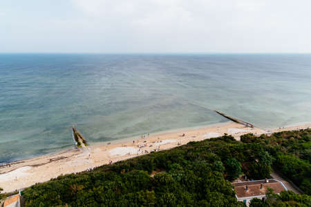 High angle view of Beach at the lighthouse of the whales in the Island of Re