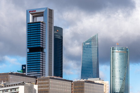 Cityscape of Cuatro Torres financial district of Madridのeditorial素材