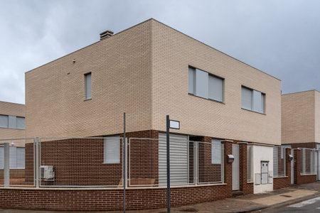Contemporary row houses with brick facade in Spainの写真素材