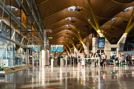 Interior view of Madrid-Barajas Adolfo Suarez international airport of Madridのeditorial素材